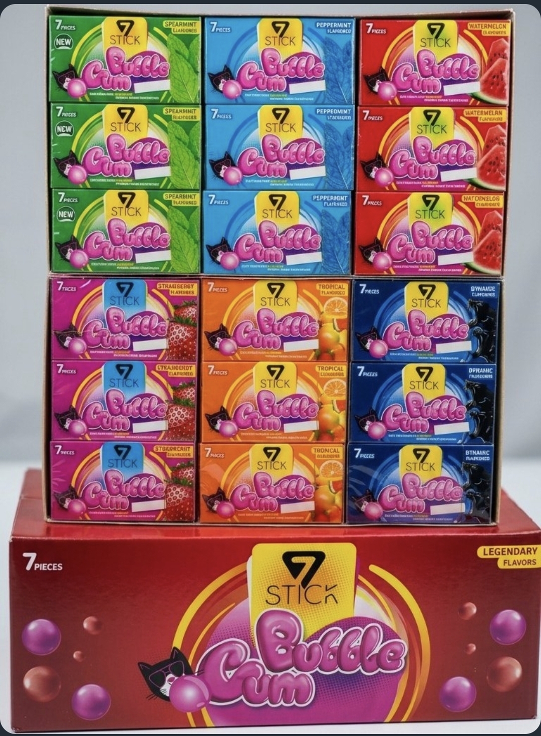آدامس سون استیک 7Stick Bubble Gum با طعم میوه ای  6 بسته 24 عددی